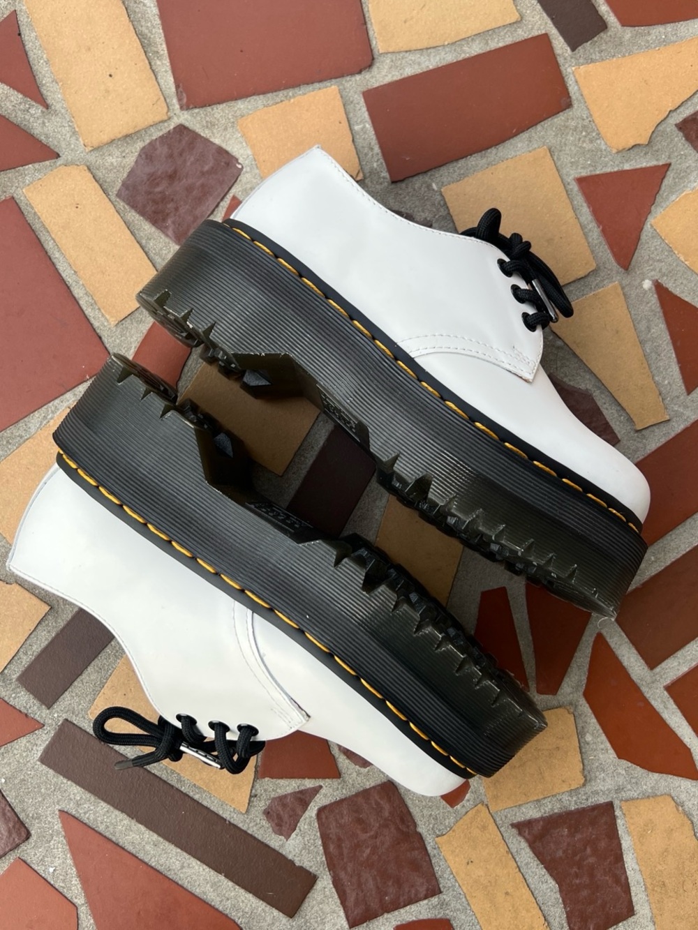 Dr. Martens 1461 White Leather Platform Oxfords